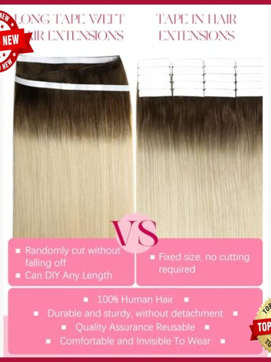 18 Inch Human Hair Tape In Extensions 50g Hand Tied Weft Salon Quality main image 6